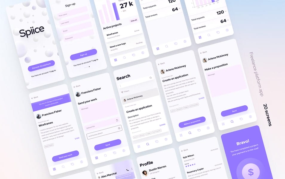Free UI kit Freelance Platform App