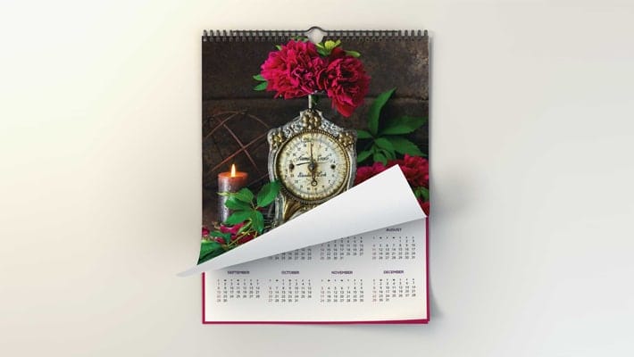Free Wall Large Calendar Rolled Page Mockup