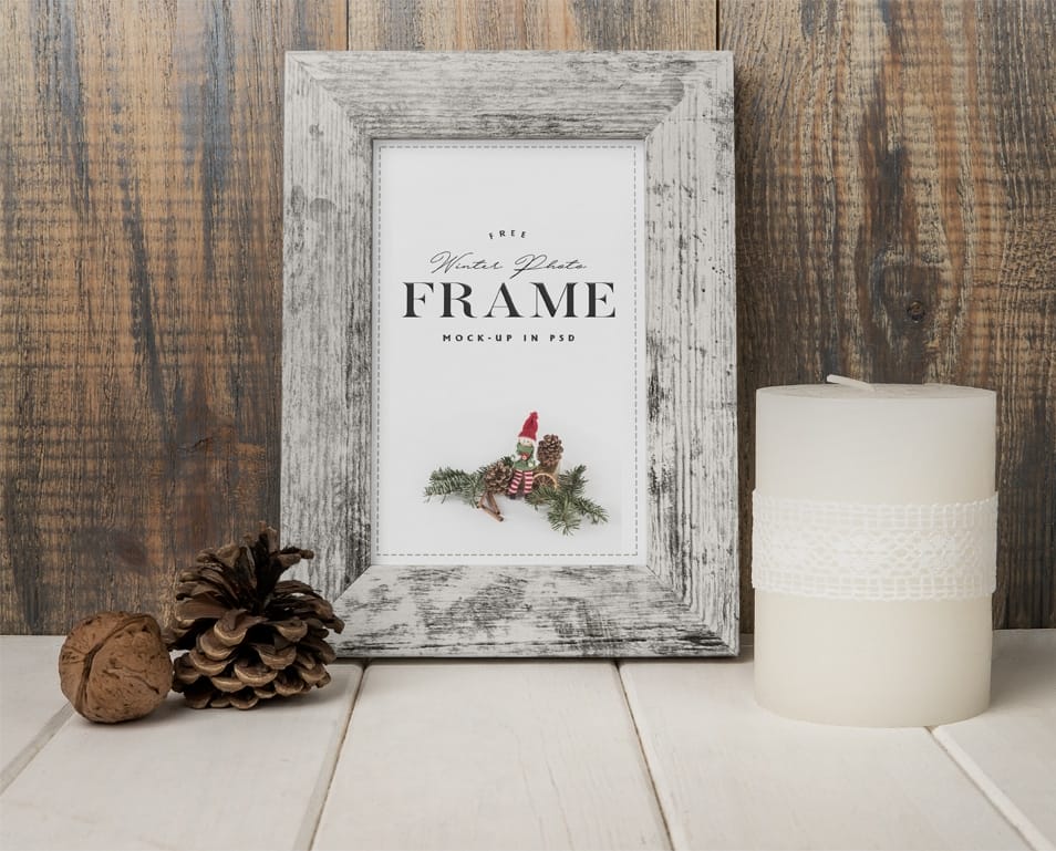 Free Winter Photo Frame Mockup in PSD