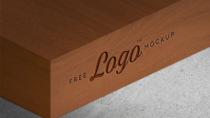 Free Wooden Engraved Logo Mockup PSD