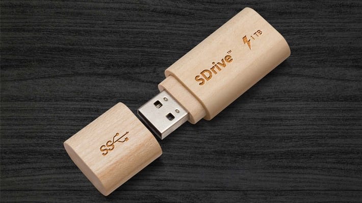 Free Wooden USB Pen Drive Mockup PSD