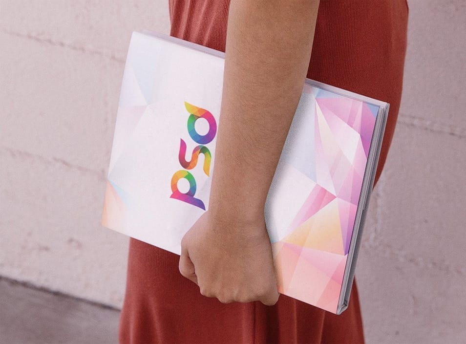 Girl Holding Book Mockup