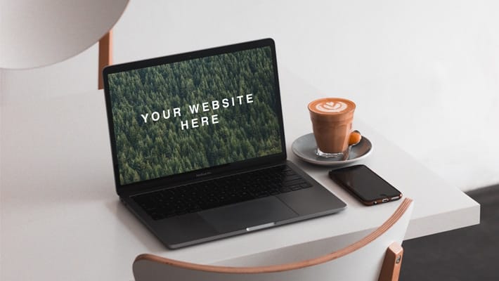 MacBook on Table Mockup