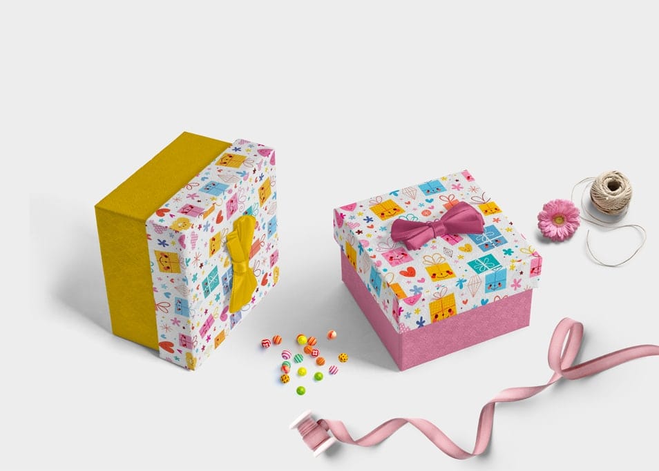 Nice Gift Box Label Design Mockup