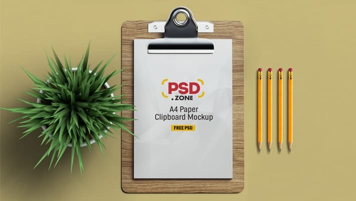 PSD A4 Paper Clipboard Mockup