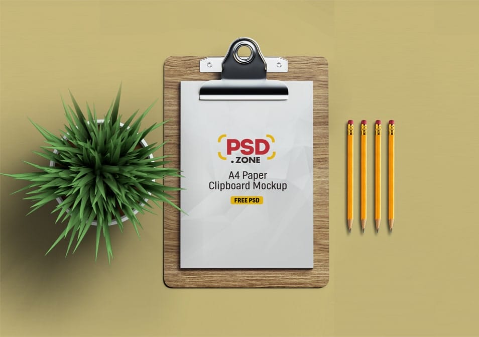 PSD A4 Paper Clipboard Mockup
