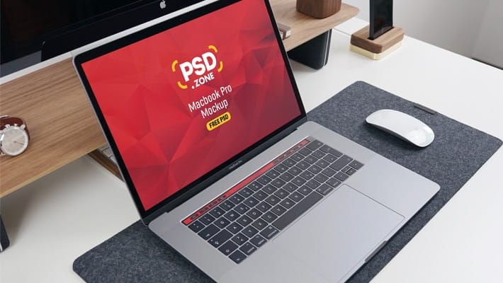 PSD MacBook Pro on Desk Mockup