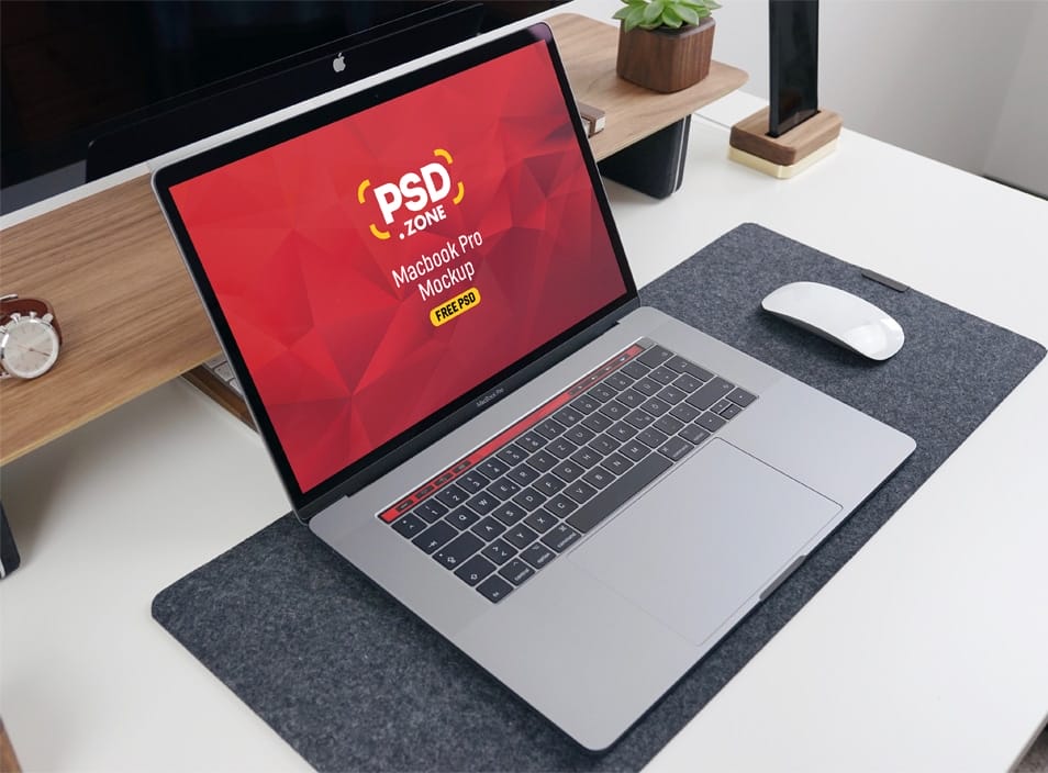 PSD MacBook Pro on Desk Mockup
