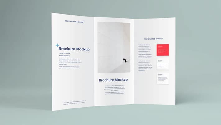 Standing Tri Fold Brochure PSD Mockup