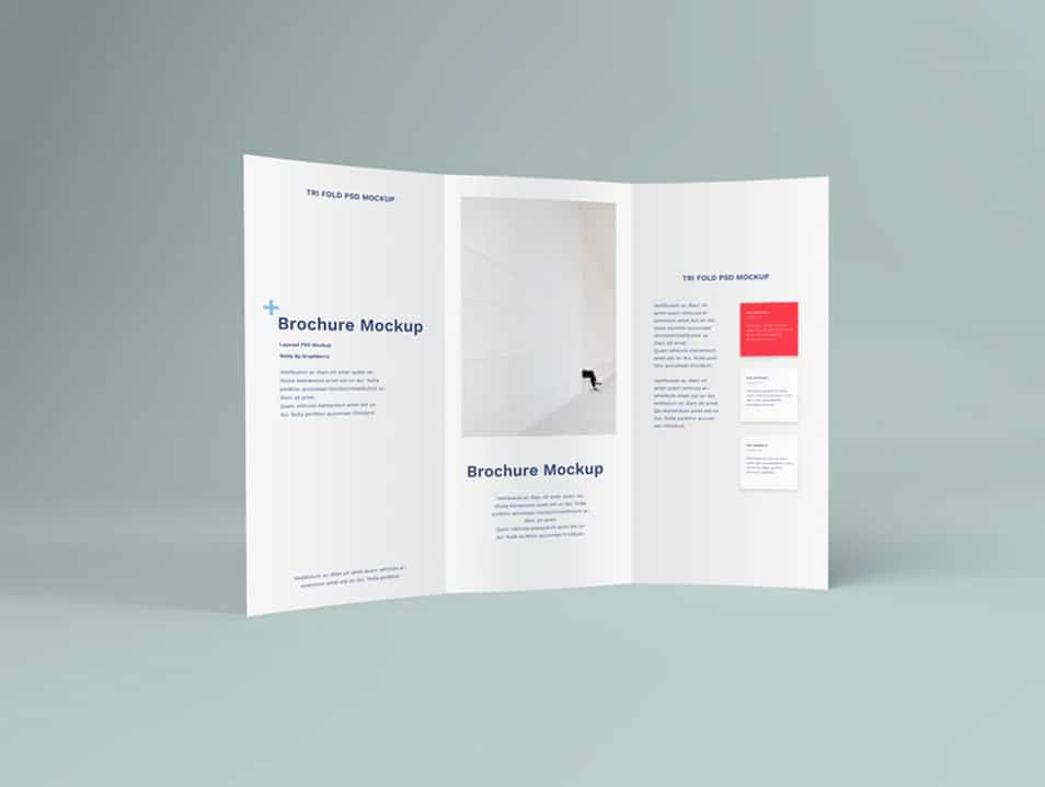 Standing Tri Fold Brochure PSD Mockup