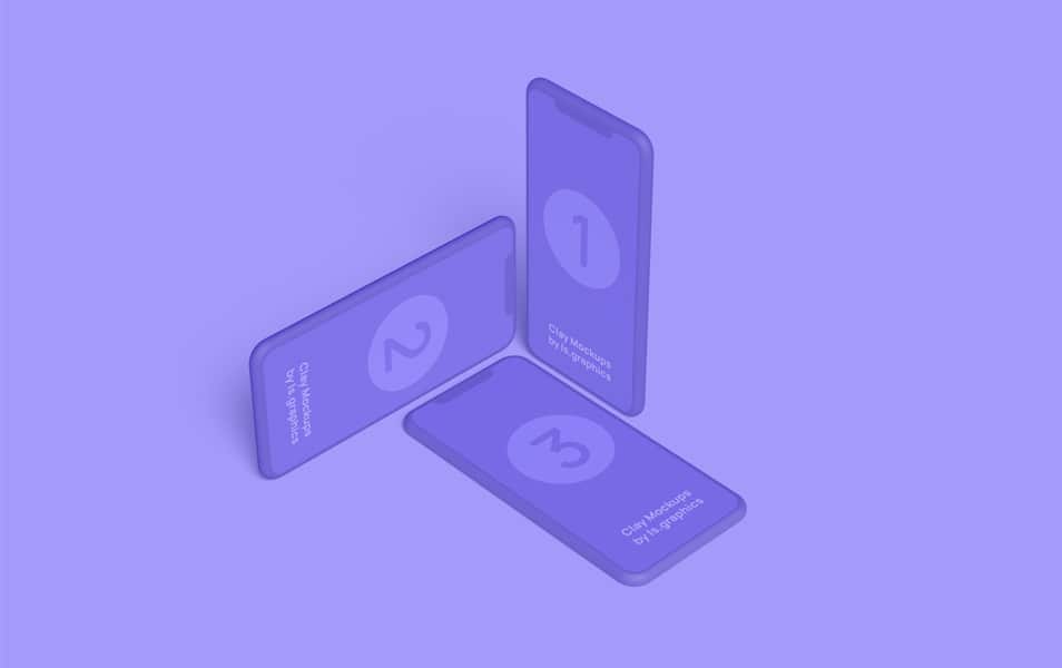 Three iPhone Clay Mockups