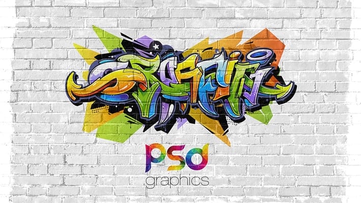 Wall Graffiti Mockup PSD