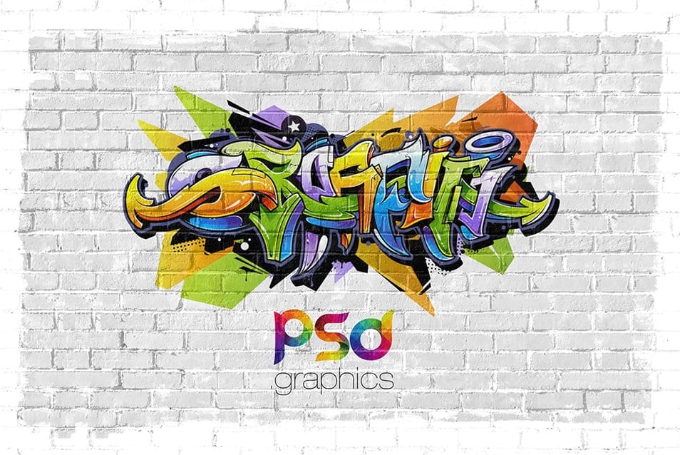 Wall Graffiti Mockup PSD
