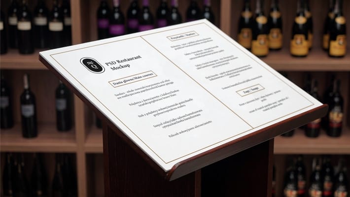 Wine Menu PSD Mockup