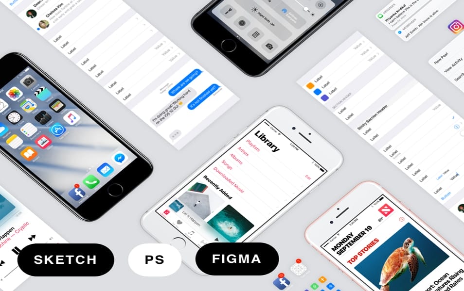iOS 10 iPhone GUI Template