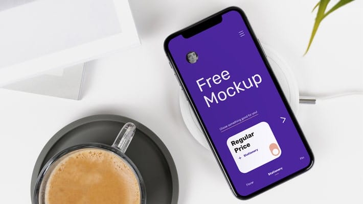 iPhone X on Desk Mockup