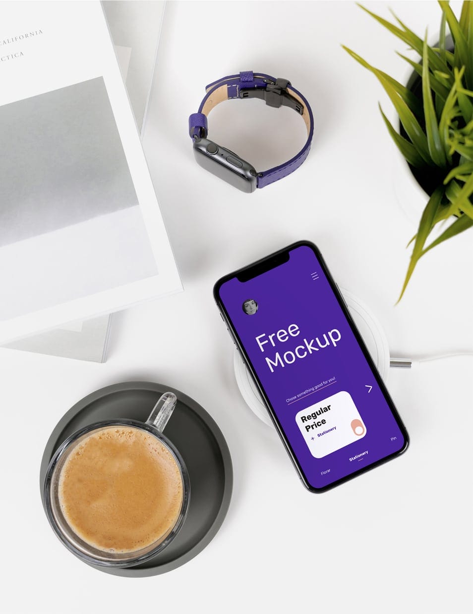 iPhone X on Desk Mockup