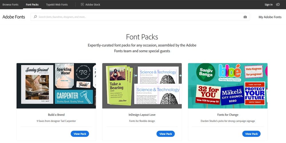 download font package for adobe