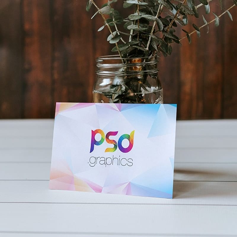 Business Card on Table Mockup Template