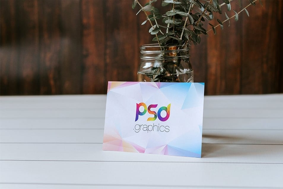 Business Card on Table Mockup Template