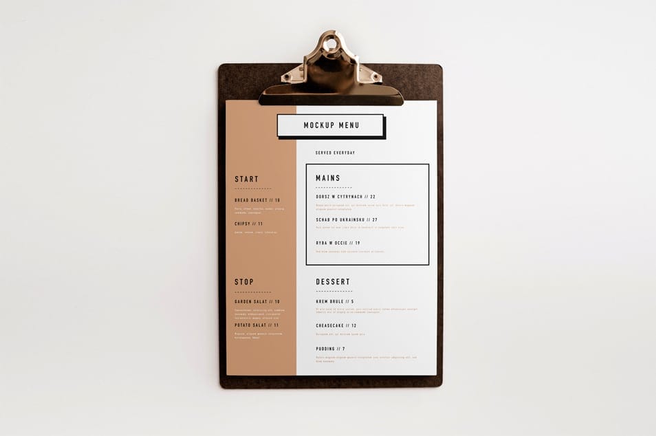 Clipboard Menu Mockup