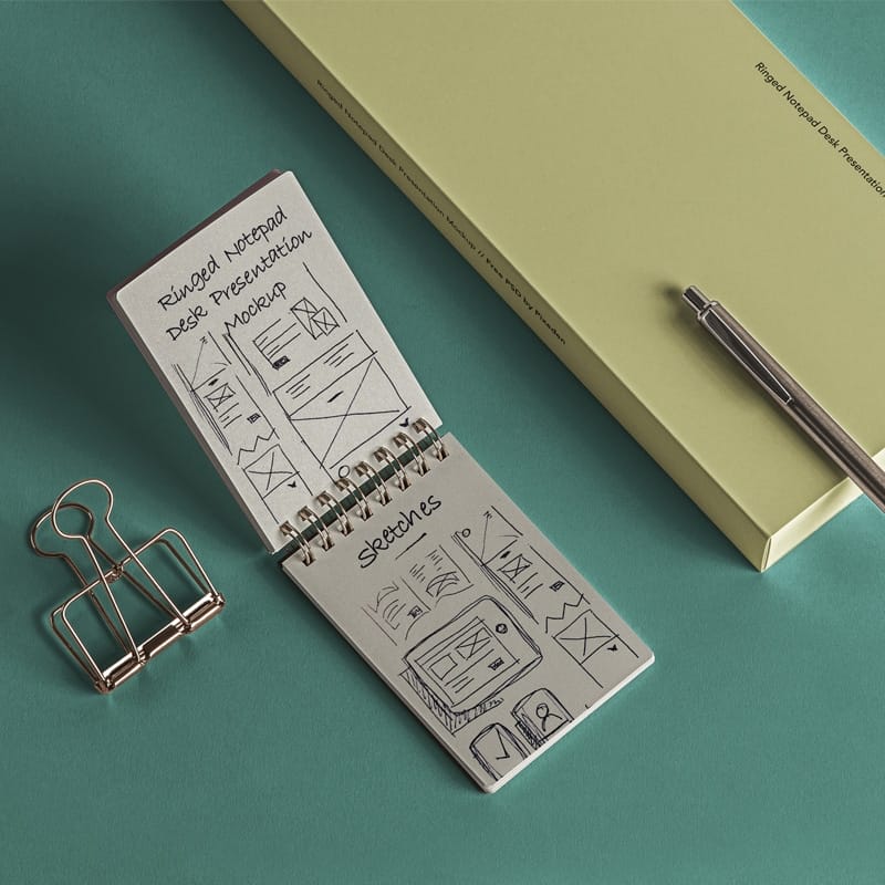 Desk PSD Ringed Notepad Mockup