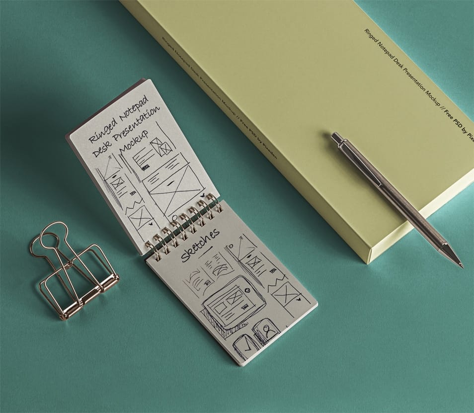 Desk PSD Ringed Notepad Mockup