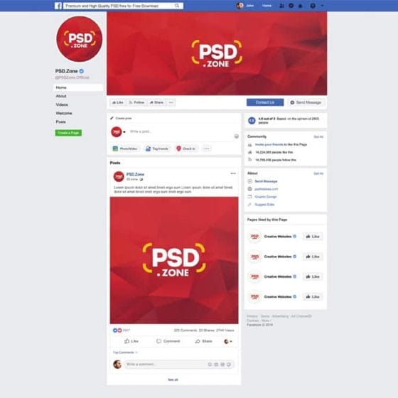 Facebook Page Mockup Template PSD