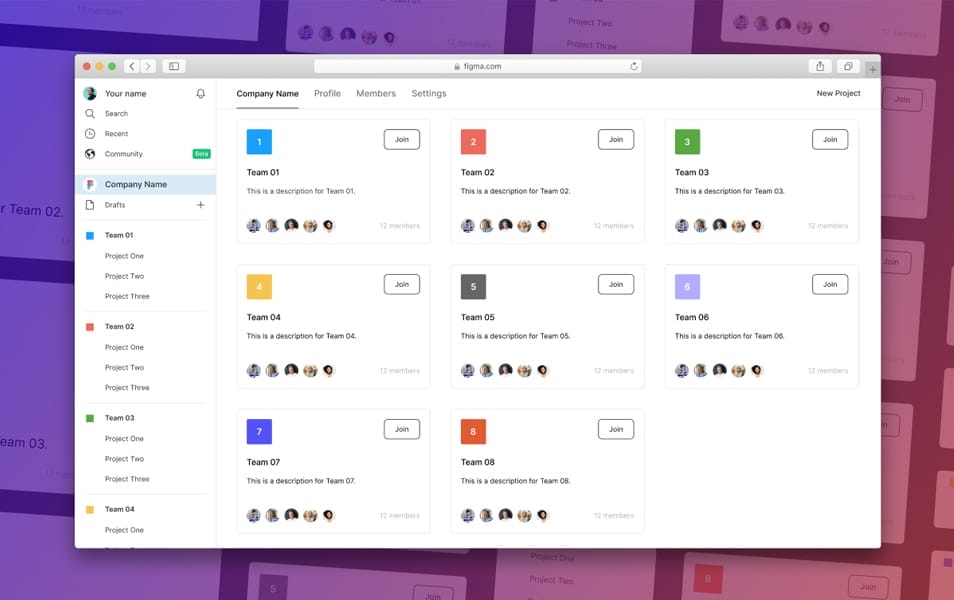 Figma Team & Project Mockup