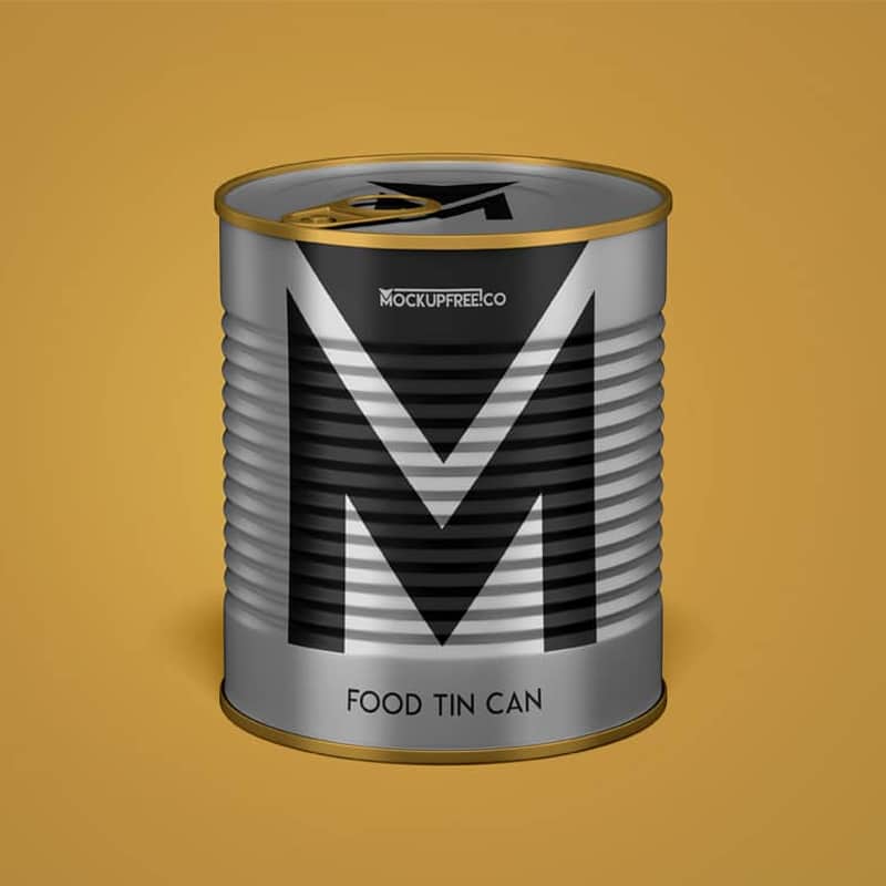 Food Tin Can Free PSD Mockup