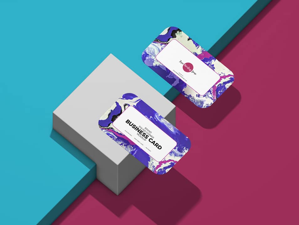 Free Brand Round Corner Business Card Mockup