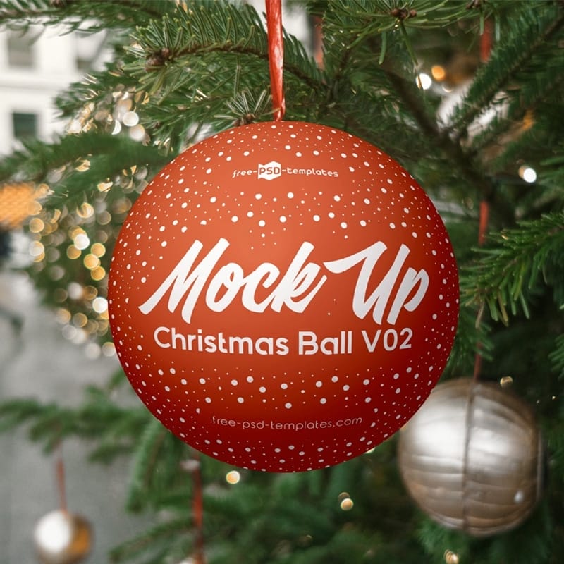 Free Christmas Ball V02 Mock-up in PSD