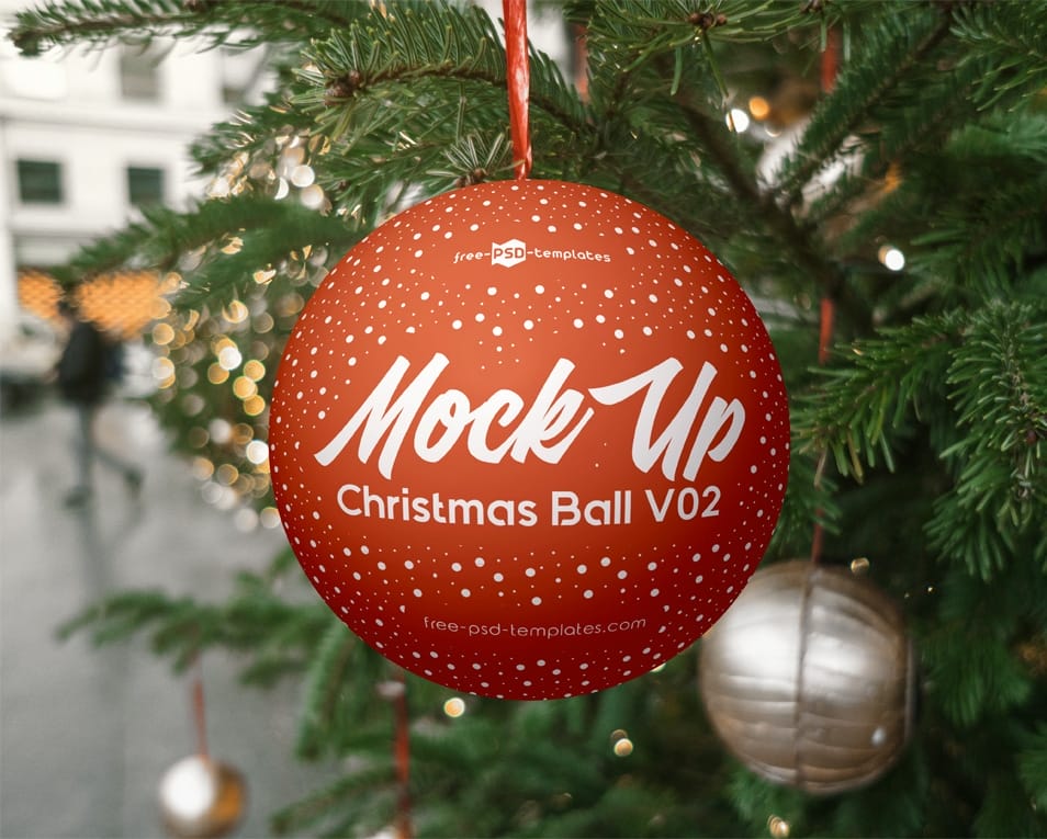 Free Christmas Ball V02 Mock-up in PSD