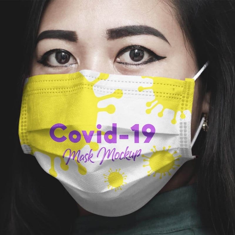 Free Coronavirus (Covid-19) Medical Face Mask Mockup PSD