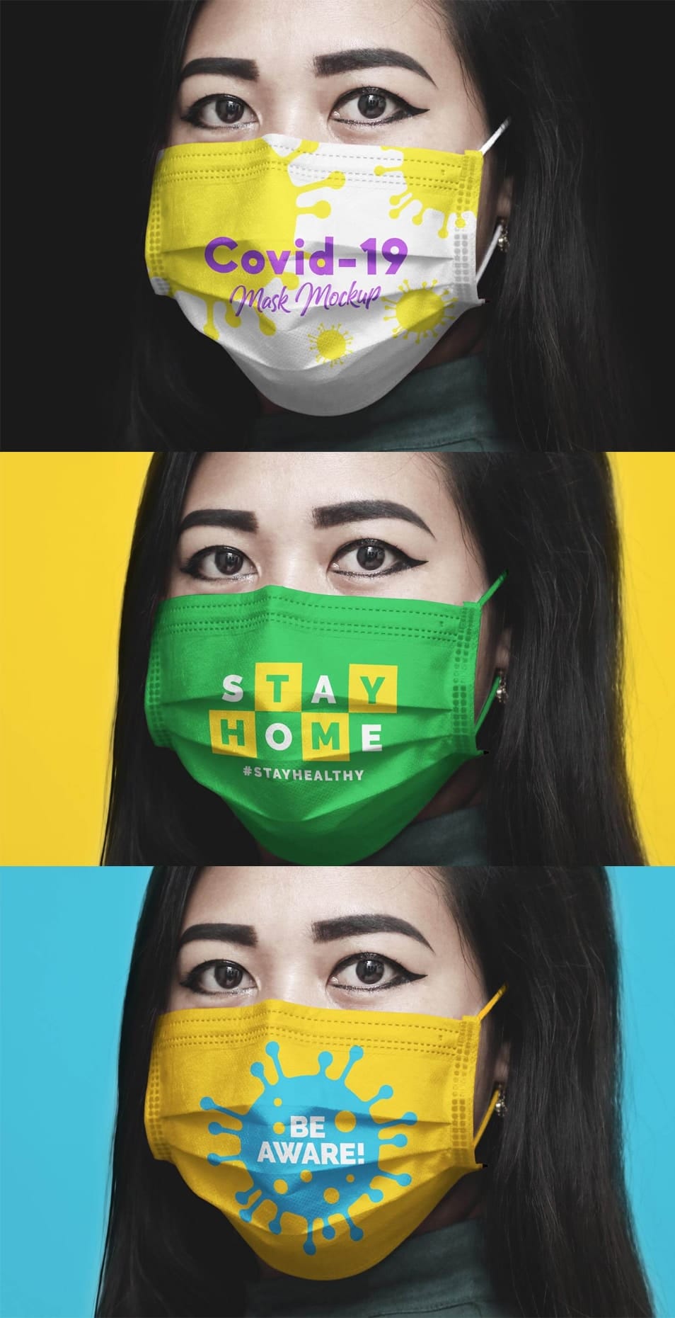 Free Coronavirus (Covid-19) Medical Face Mask Mockup PSD