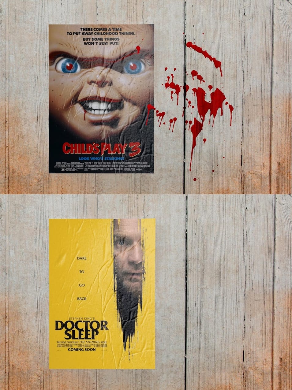 Free Crumpled Paper Horror Movie Poster Mockup PSD