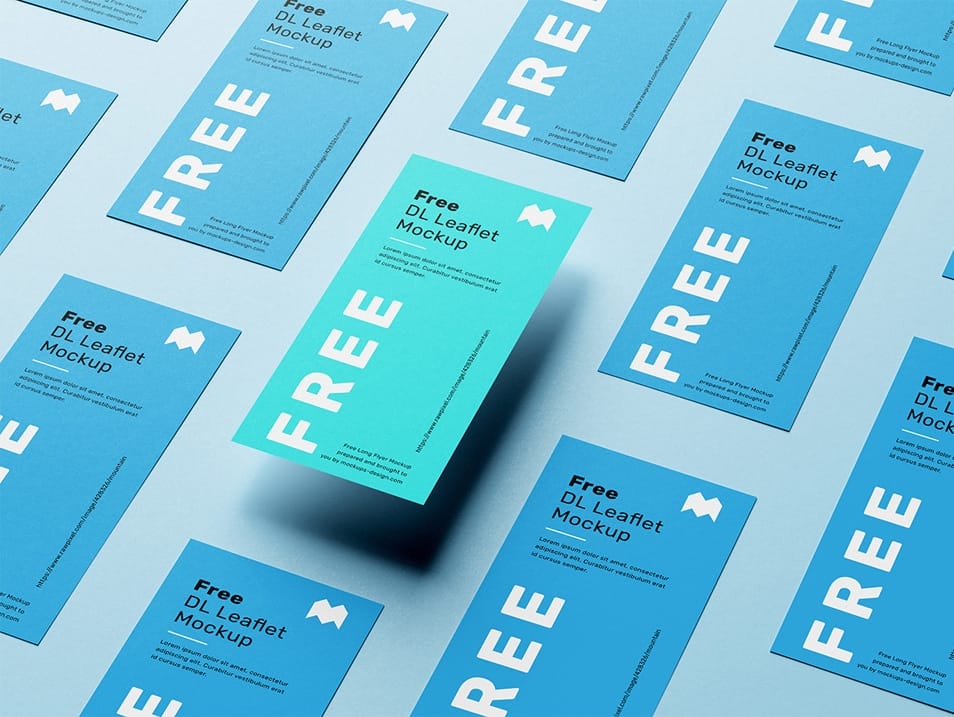 Free DL Leaflet Grid Mockup