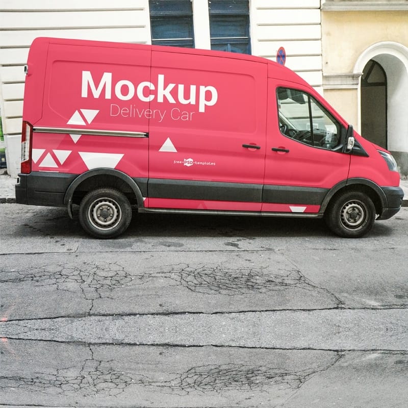 Free Delivery Car Mock-up in PSD