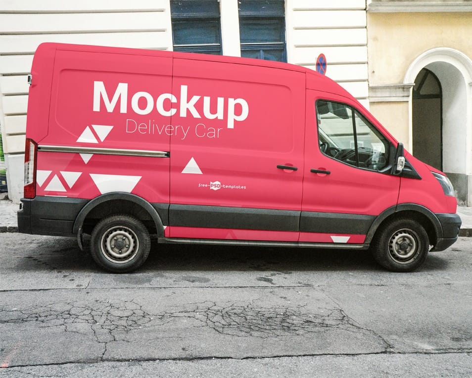 Free Delivery Car Mock-up in PSD