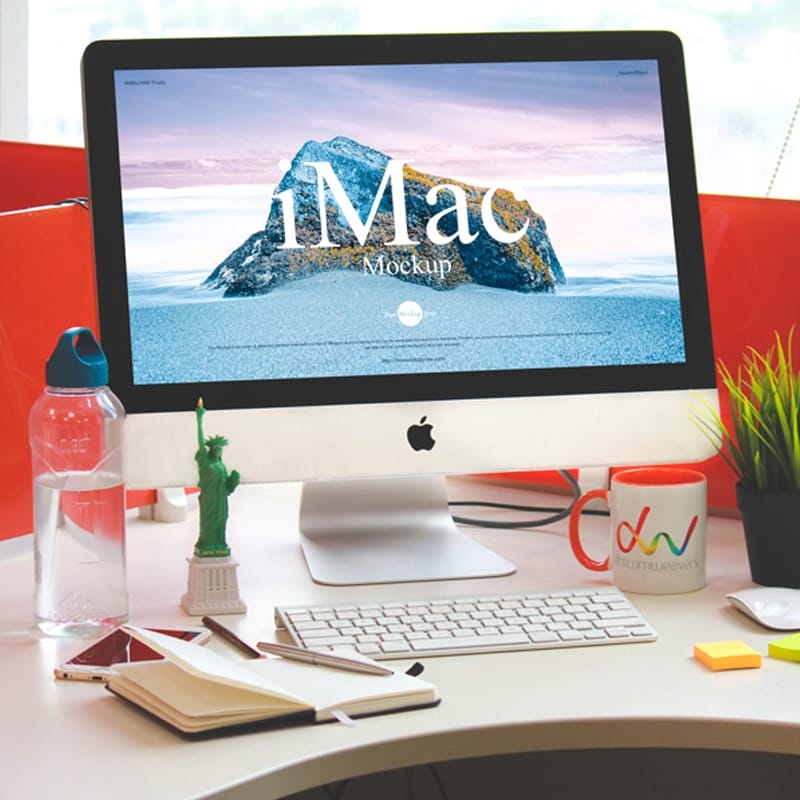 Free Designer Workstation iMac Mockup