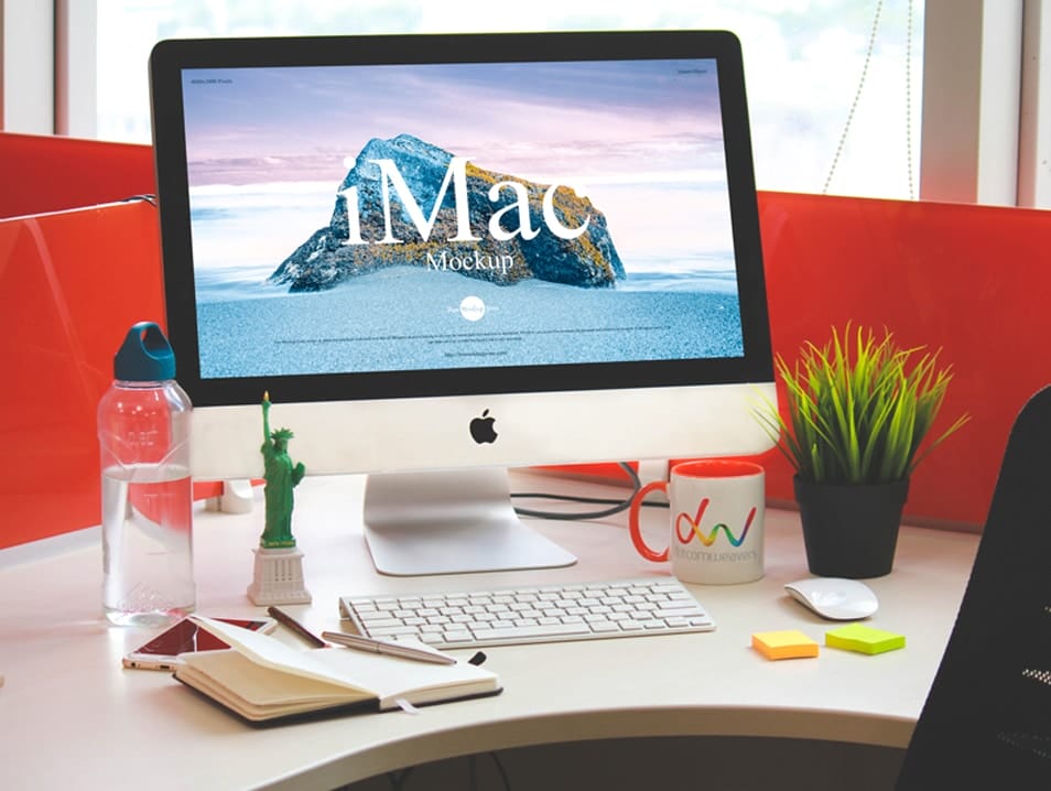 Free Designer Workstation iMac Mockup