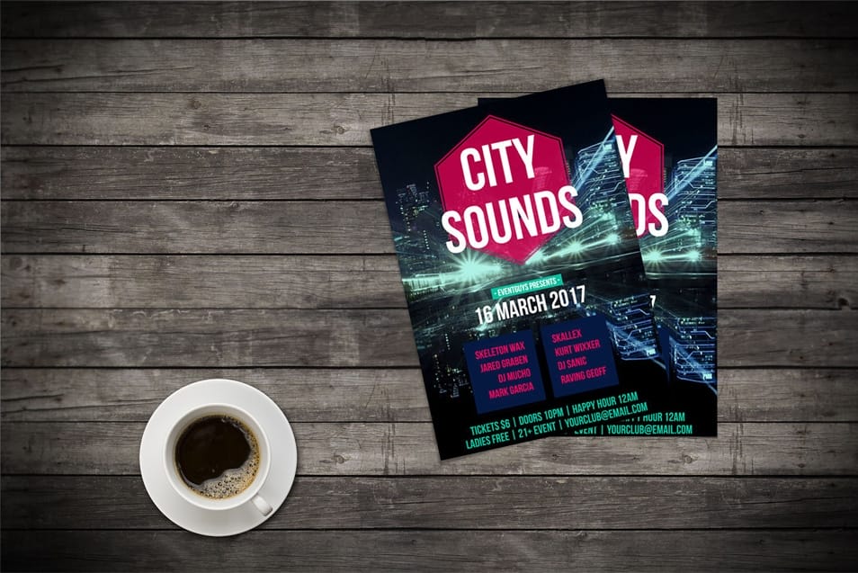 Free Download Wood Table Flyer Mockup