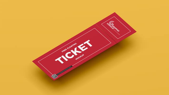 Free Floating Ticket Mockup