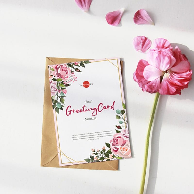 Free Floral Greeting Card Mockup