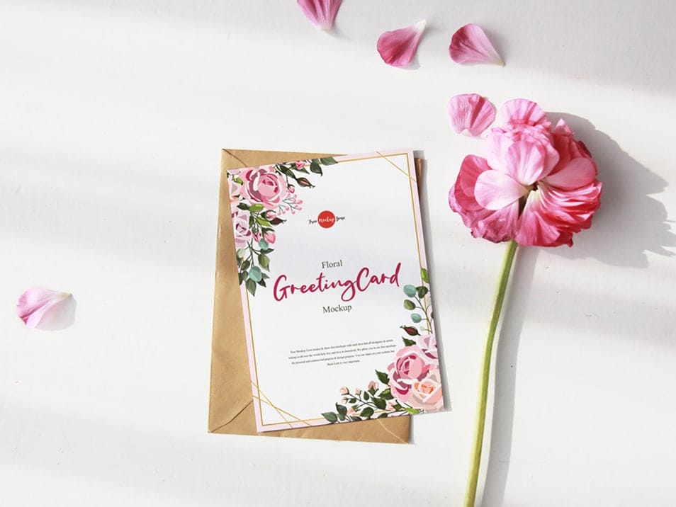 Free Floral Greeting Card Mockup