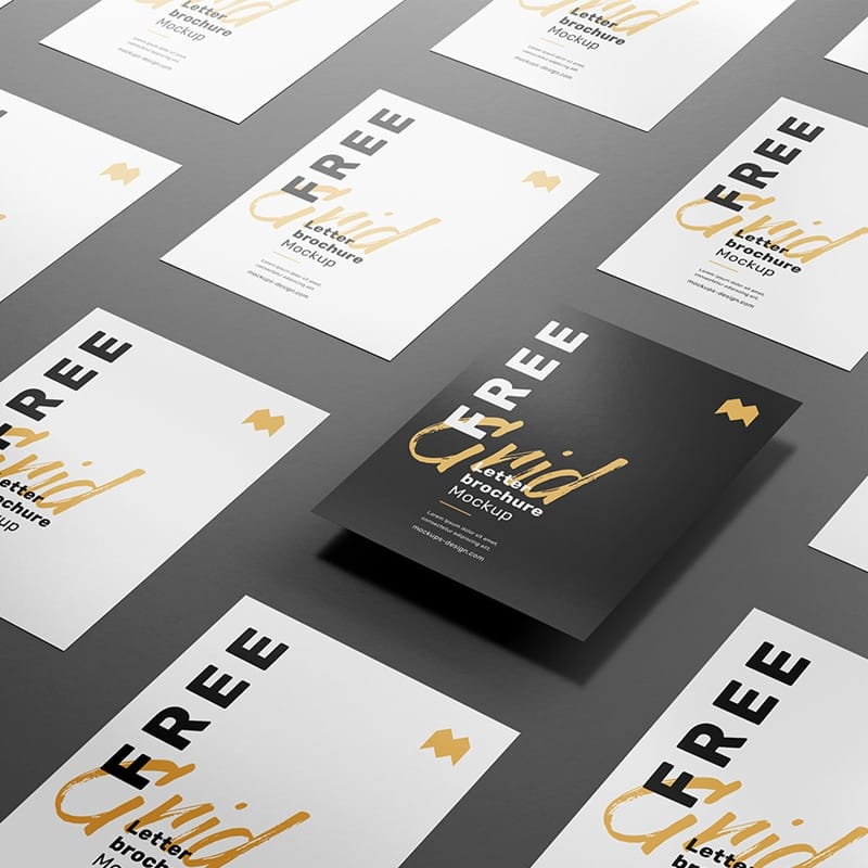 Free Grid Letter Brochure Mockup