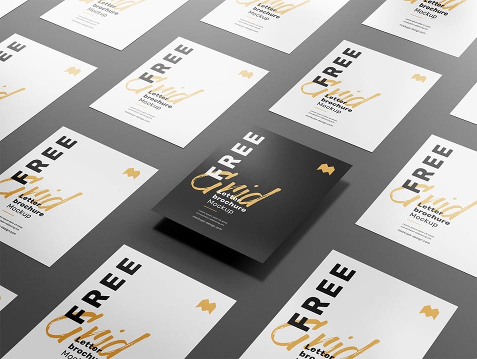 Free Grid Letter Brochure Mockup