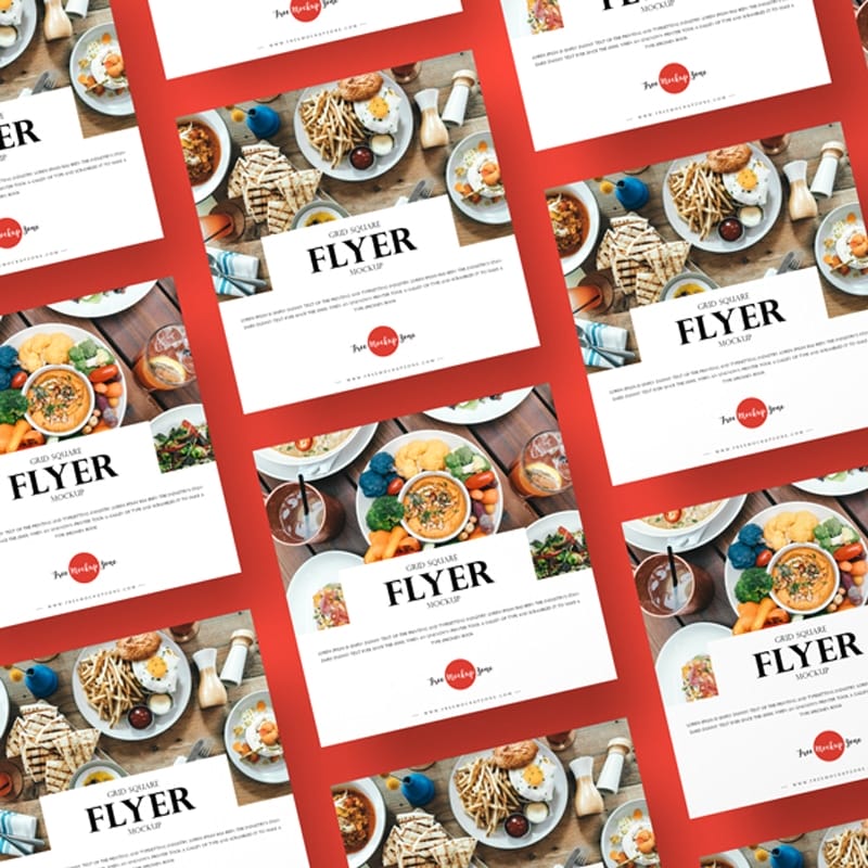 Free Grid Square Flyer Mockup