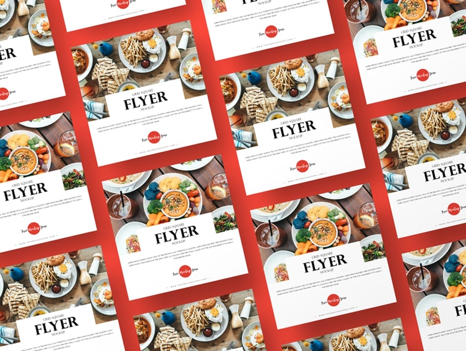Free Grid Square Flyer Mockup