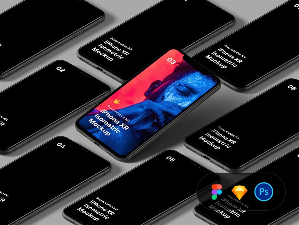 Free Isometric iPhone XR Mockup